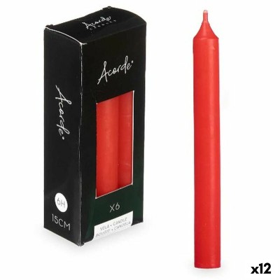 Candle Set Acorde 123-C-AR 123-C-AR Red 2 x 2 x 15 cm 6 x 15 x 4 cm (12 Units)