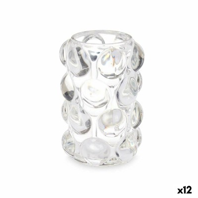 Bougeoir Gift Decor GJL85125L-T GJL85125L-T Transparent Verre 8,4 x 12,5 x 8,4 cm Microsphères (12 Unités)