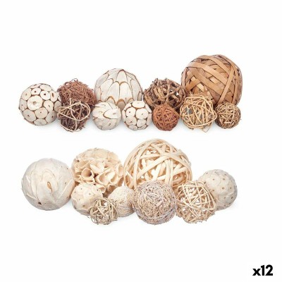 Set of Decorative Balls Gift Decor 7 7 White Brown 20 x 30 x 10 cm (12 Units)