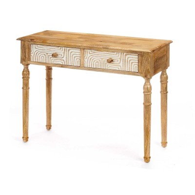 Meuble d'Entrée avec 2 Tiroirs Gift Decor 34 34 Blanc Marron 98 x 77 x 42 cm Courbe