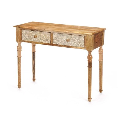 Meuble d'Entrée avec 2 Tiroirs Gift Decor 33 33 Blanc Marron 98 x 77 x 42 cm Volets