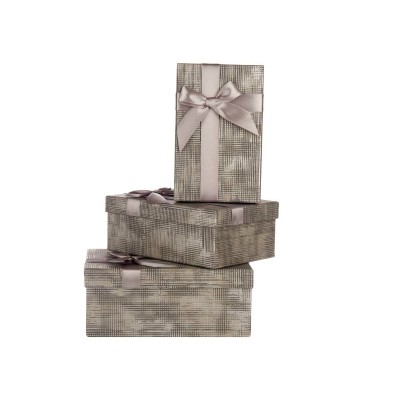 Set de boîtes décoratives Pincello 137 137 Anthracite Carton Rayures Lien 3 Pièces