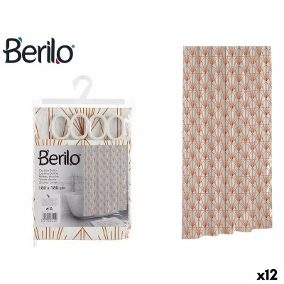 Rideau de Douche Berilo 89571 SC-MIX-008S Art Nouveau Blanc Bronze Plastique 180 x 180 x 0,008 cm (12 Unités)