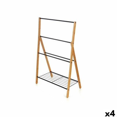 Porte Serviettes sur Pied Kipit B7816 B7816 Noir Métal Bambou 60 x 90 x 37 cm 60 x 87 x 37 cm 4 Unités