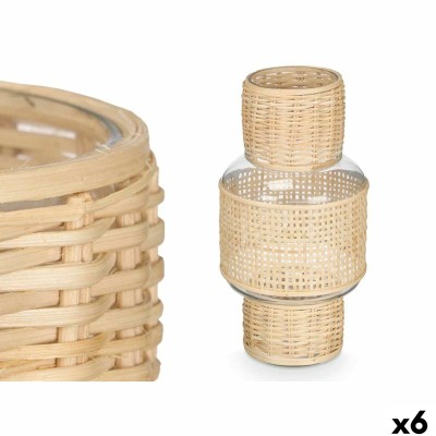 Bougeoir Gift Decor SG-29653 SG-29653 Transparent Naturel verre Rotin 15,5 x 31 x 15,5 cm (6 Unités)