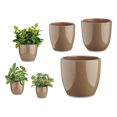 Set de pots Ibergarden CAZORLA-7006 CAZORLA-7006 Marron Taupe Argile 22,5 x 19 x 22,5 cm