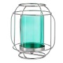 Bougeoir Gift Decor SW120663B SW120663B Bleu Argenté Argent Métal verre 19 x 20 x 19 cm Lanterne