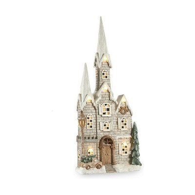 Décorations de Noël Krist+ CC2187107 CC2187107 Blanc Marron Vert Gris Maison Noël 20 x 125 x 55 cm Lumière LED Musique
