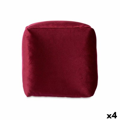 Pouf Gift Decor QUADRADO-BOURDAUX QUADRADO-BOURDAUX Bordeaux polystyrène Velours (4 Unités)