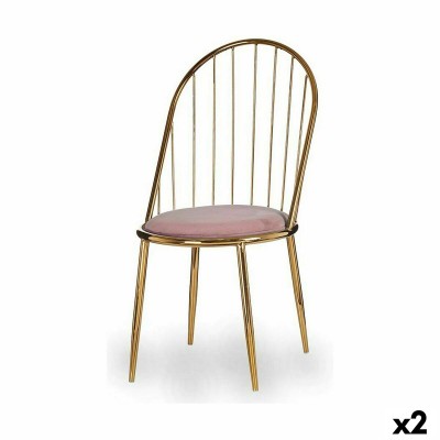 Chair Gift Decor 036 B 036 B Pink Golden Polyester Iron 48 x 95,5 x 48 cm Bars (2 Units)