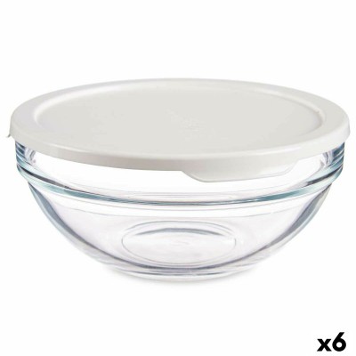 Round Lunch Box with Lid Pasabahce 1113325-53553 Chefs White 595 ml (6 Units)
