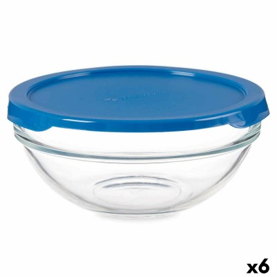 Round Lunch Box with Lid Pasabahce 1113321-53553 Chefs Blue 595 ml (6 Units)