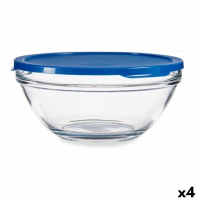 Round Lunch Box with Lid Pasabahce 1113324-53583 Chefs Blue 2,5 L (4 Units)
