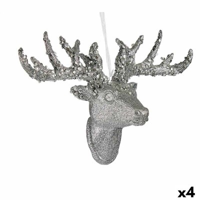 Décorations de Noël Krist+ 7199/12.75-DB9-1 7199/12.75-DB9-1 Blanc Argenté Argent renne de noël 32 cm Pendentif (4 Unités)