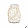 Candleholder Gift Decor 22812W 22812W White Transparent Glass Rope 20 x 30 cm 22 x 30 x 20 cm Tin (4 Units)