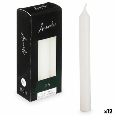 Candle Set Acorde 123-A-AR 123-A-AR White 2 x 2 x 15 cm 6 x 15 x 4 cm (12 Units)