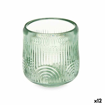 Candleholder Gift Decor GJS1010BMS-GRE GJS1010BMS-GRE Green Crystal 9 x 9,5 x 9 cm Stripes (12 Units)