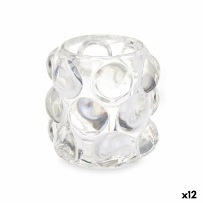 Candleholder Gift Decor GJS8585L-T GJS8585L-T Transparent Crystal 8,4 x 9 x 8,4 cm Microbeads (12 Units)