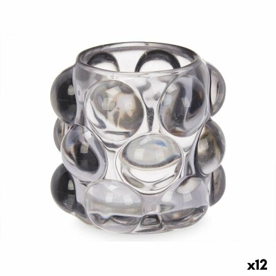 Bougeoir Gift Decor GJS8585L-GRA GJS8585L-GRA Gris Verre 8,4 x 9 x 8,4 cm Microsphères (12 Unités)