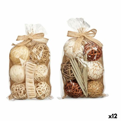Set of Decorative Balls Gift Decor 6 6 White Brown 22 x 40 x 9 cm (12 Units)