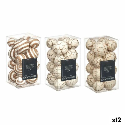 Set of Decorative Balls Gift Decor 1 1 White Brown 10 x 20 x 10 cm (12 Units)