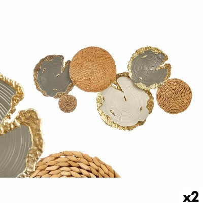 Wall Decoration Gift Decor 23SMB1538 23SMB1538 White Brown Grey Metal 89,5 x 5,1 x 48,3 cm (2 Units)