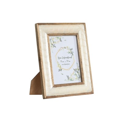 Cadre photo Home ESPRIT Blanc Naturel Nacre noire Bois de manguier Moderne 24 x 2 x 29 cm