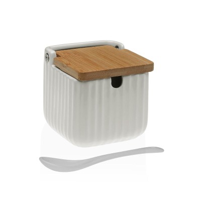Sugar Bowl Versa White Ceramic Bamboo Dolomite 8,3 x 8,3 x 8,3 cm