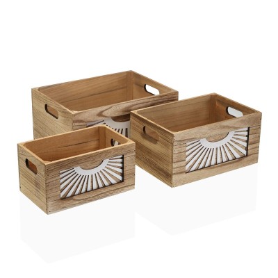 Basket Versa Adda Wood 26 x 18 x 36 cm 36 x 26 x 18 cm 31 x 21 x 26 cm 26 x 16 x 14 cm
