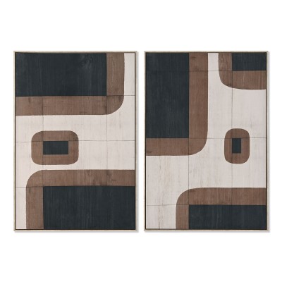 Cadre Home ESPRIT Marron Beige Abstrait Velours Urbaine (2 Unités)