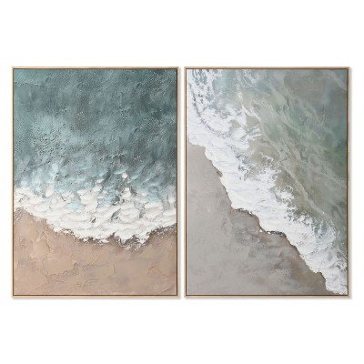 Cadre Home ESPRIT Blanc Beige Turquoise Abstrait Plage 102,6 x 4,3 x 142,6 cm (2 Unités)