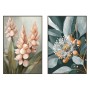 Painting Home ESPRIT Green Orange Pink Dark grey Flower Shabby Chic (2 Units)