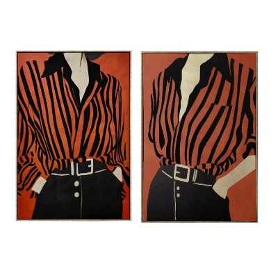 Painting Home ESPRIT Black Red Urban 83 x 4 x 123 cm (2 Units)