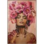 Painting Home ESPRIT Pink Flowers Velvet Shabby Chic 103 x 4,5 x 143 cm