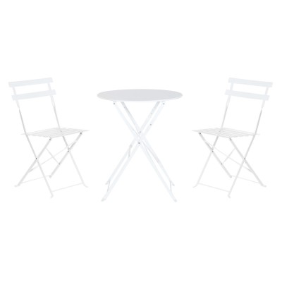 Table set with 2 chairs Home ESPRIT White Metal 60 x 60 x 71 cm