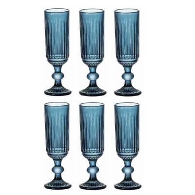 Set de Verres Home ESPRIT Bleu Verre 160 ml (6 Unités)
