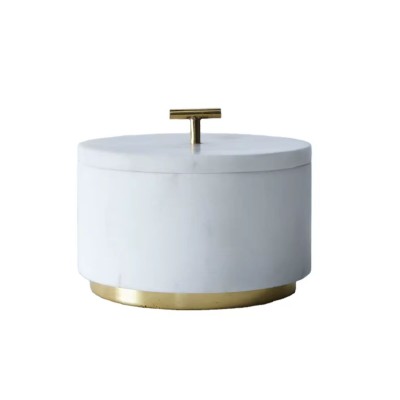 Salière avec couvercle Home ESPRIT Blanc Doré 7,6 x 7,6 x 10 cm 7,6 X 7,6 X 12 CM