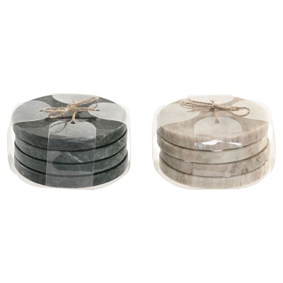 Dessous de verres Home ESPRIT Vert Beige Marbre 10 x 10 x 5 cm (2 Unités) (4 Unités)