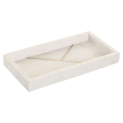 Plateau apéritif Home ESPRIT Blanc Doré 30 X 15 X 3,8 CM 30,5 X 15 X 3,8 CM