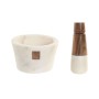 Mortar and pestle Home ESPRIT Marble Acacia 10 x 10 x 6,5 cm