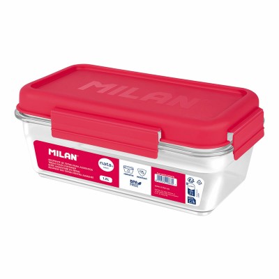 Hermetic Lunch Box Milan 1,2 L Pink Transparent Plastic Rectangular