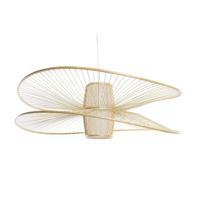 Ceiling Light DKD Home Decor White Natural Bamboo 50 W 100 x 100 x 32 cm
