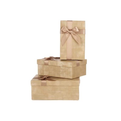 Set of decorative boxes Pincello 139 Beige Natural Cardboard Stripes Lasso 3 Pieces