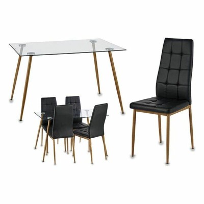 Ensemble Table + 4 Chaises Gift Decor 4 Marron Noir Transparent