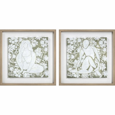 Toile DKD Home Decor Verre Toile Bois MDF 42 x 3 x 42 cm