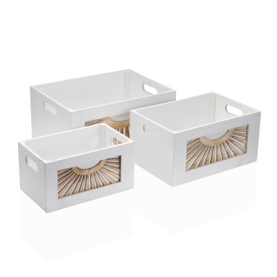 Set of decorative boxes Versa Adda White Wood