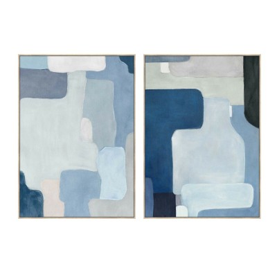 Toile Home ESPRIT Bleu Blanc Bleu ciel Abstrait Urbaine 100 x 4 x 140 cm (2 Unités)