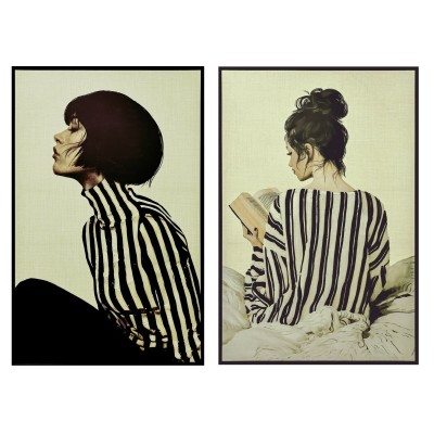 Canvas Home ESPRIT White Black Urban 83 x 4 x 123 cm (2 Units)