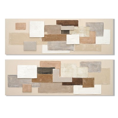 Toile Home ESPRIT Blanc Beige Abstrait Urbaine 150 x 3 x 50 cm (2 Unités)
