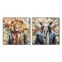 Toile Home ESPRIT Eléphant Lion Moderne 102 X 4 X 102 CM (2 Unités)